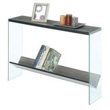 Convenience Concepts SoHo Glass Console Table 42" - Modern Sofa Table with Storage Shelf, Narrow Entryway Hall Table for Living Room, Display Accent Table, Weathered Gray Convenience Concepts