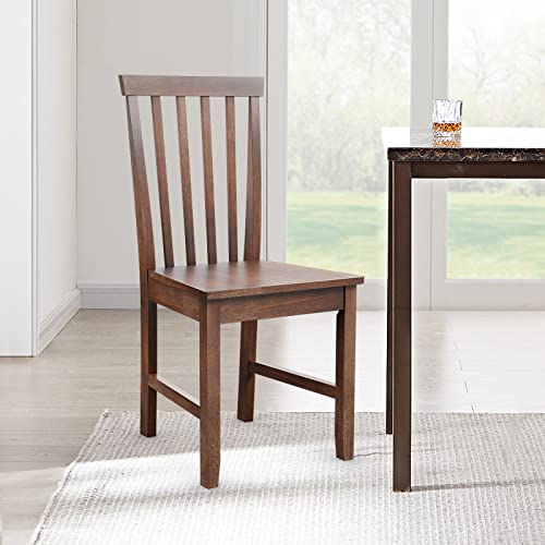 Giantex Wood Dining Chair Set of 4, Farmhouse Wooden Dining Side Chair with High Slat Back, Rubber Wood Legs, Armless Kitchen Chairs, Wood Dining Room Chairs - WoodArtSupply