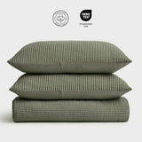 EVERGRACEHOME Cotton Coverlet Set King Size 3 Pieces, Lightweight Soft Ribbed Matelassé Bedspread Quilt Set, Cozy Oversized Quilted Bedding Set with 2 Pillow Shams for All Seasons, Olive Green EVERGRACEHOME