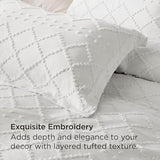 Bedsure Boho Duvet Cover King Size - Boho Bedding, Tufted King Duvet Cover for All Seasons, 3 Pieces Embroidery Shabby Chic Home Bedding,Comforter Not Included (White, 104" x 90") Bedsure