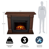 Real Flame Callaway 63" Grand Electric Fireplace with Mantel in Chestnut Oak, Free-Standing Oversized Indoor Electric Fireplace with Mantel, Adjustable Thermostat, Automatic Safety Shut-Off. Real Flame