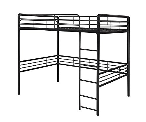 DHP Full Metal Loft Bed with Ladder, Space-Saving Design, Black, Full DHP