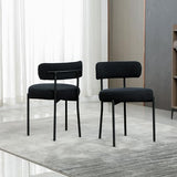DYHOME Black Boucle Dining Chairs Set of 4, Modern Upholstered Dining Chairs with 4" Thick Cushion and Sturdy Metal Legs for Dining Room, Kitchen DYHOME
