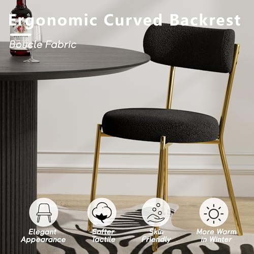 RGZ Modern Oval Dining Table Set for 4, 5 Piece Dining Table and Chairs Set with Faux Marble Kitchen Table & 4 Black Gold Upholstered Boucle Chairs, Dining Table for Dining Room, Kitchen, Living Room RGZ