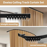 Doeiez Room Divider Blackout Curtains Flexible Sliding Tracks Sets Ceiling Mounted Rod Window Curtain Privacy Separation for Bedroom Living Rooms,1 Panel Khaki Drape and Black Track Set-W72xH84 in Doeiez