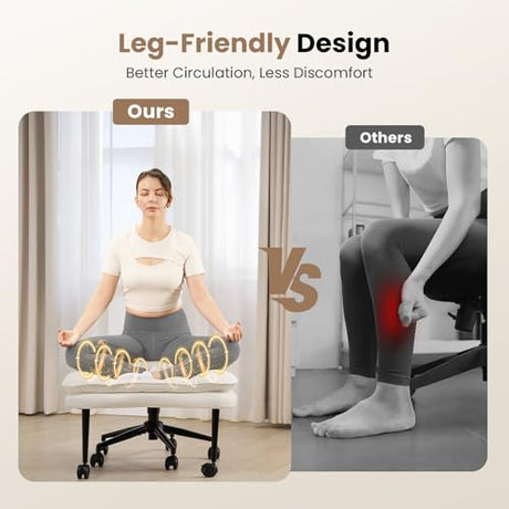Cross Legged Office Chair, Ergonomic Cloud Criss Cross Desk Chair, Meditation Chair with Wheels, Height Adjustable Seat for ADHD, Wide Kneeling Chair with Back Support HOMRELEXA