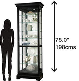 Howard Miller Chesterbrook III Curio Cabinet 680-660 – Black Satin Finish Home Decor, Seven Glass Shelves, Eight Level Display Case, Locking Door, No Reach Light Howard Miller