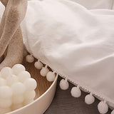 YIRDDEO Queen Comforter Set - Comforter Queen Size Sets with Ball Pom Fringe, Soft Bedding Set for All Seasons - 3 Pieces, 1 Comforter (90"x90") & 2 Pillow Shams (20"x26"), White YIRDDEO