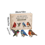 DIY 3D Animal Bead Embroidery Kit, 4pcs Bird Beading Crafts with Instructions, Cute Bead Art Handmade Bird Gift for Beginners & Craft Enthusiasts