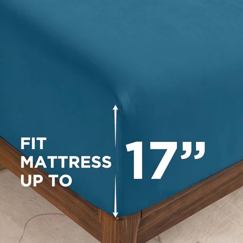 ILVOE King Size Sheet Set, King Size Bed Sheets 4 Pieces, Breathable and Soft Hotel Style Sheets Set, Microfiber Sheets with Deep Pockets, Easy Care, Peacock Blue ILVOE