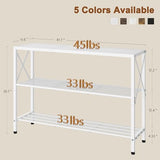 Hoctieon White Industrial Console Table, 3 Tier Entryway Tables, Hallway Desk, Narrow Sofa Tables with Shelves, Entrance Table for Entryway, Living Room, Foyer, Hallway, Office, White Hoctieon