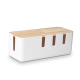 Cable Management Box by Baskiss, 12x5x4.5 inches, Wood Lid, Wire Organizer for Desk TV Computer USB Hub System to Cover and Hide & Power Strips & Cords Baskiss
