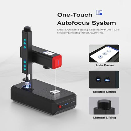 ComMarker B6 60W JPT Mopa Fiber Laser Engraver, Auto Focus Screen, Portable Laser Engraver, Color Marking, 150mm x 150mm, Lightburn Compatible, Laser for Metal, Plastic, Jewelry ComMarker