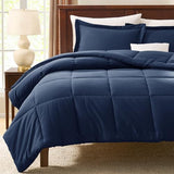CozyLux Full Size Comforter Sets - Navy Blue Comforter Full Size, 3 Pieces Box Stitched Bed Set for All Seasons, Soft Lightweight Bedding Sets with 1 Down Alternative Comforter and 2 Pillow Shams CozyLux