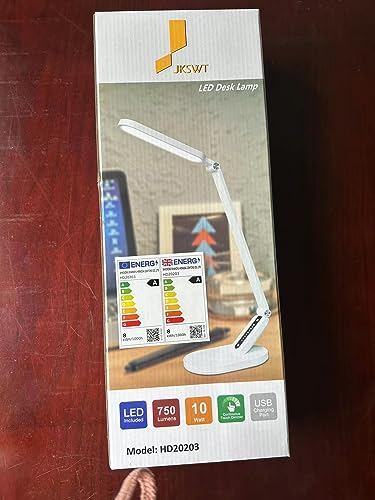 JKSWT Desk Lamp, for Eye Care, Dimmable Table Lamp with 5 Colour Modes, 72 LEDs with USB Charging Port, Touch Control and Memory Function, Office Lamp JKSWT