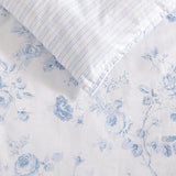 Laura Ashley - Queen Comforter Set, Soft Cotton Bedding with a Medium Weight for Year Round Use, Reversible 3 Piece Bed Set with Matching Pillowcases (Belinda Chambray Blue) Laura Ashley