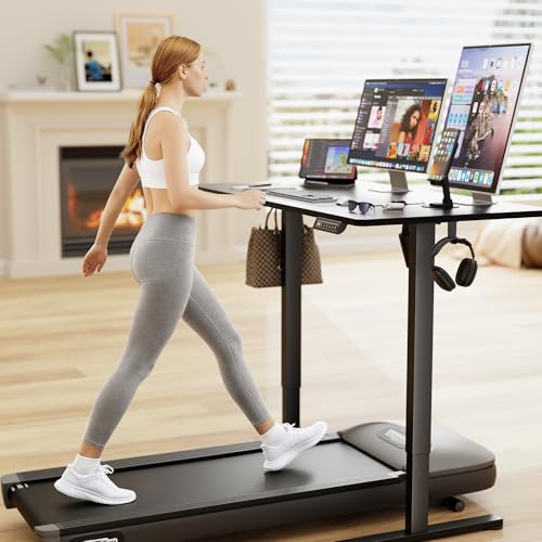 Furmax Electric Standing Desk, 45 x 24 Inches Sit Stand up Desk, Sit Stand Height Adjustable Home Office Desk with 4 Height Position Memory - with Splice Board (Black, 45) Furmax