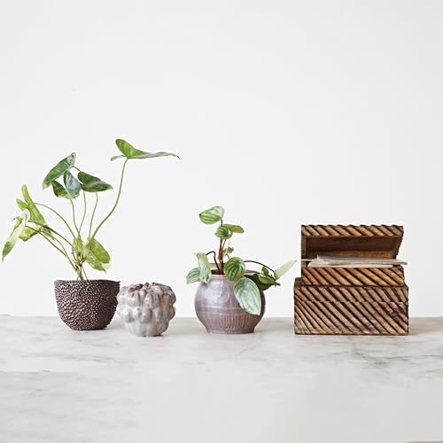 Creative Co-Op Hand-Carved Mango Wood Nesting Boxes with Burnt Finish, Grey, Set of 2 Creative Co-Op