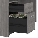 Bush Furniture Cabot 60W Single Pedestal L Desk with Hutch, Modern Gray Bush Business Furniture