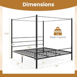 Giantex King Size Metal Canopy Bed Frame, Modern Platform Bed Frame with 4 Poster & Headboard, Mattress Foundation with Sturdy Metal Slat Support, No Box Spring Needed, Easy Assembly, Black