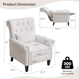 choairy Pushback Recliner Chair, Accent Push Back Chair with Adjustable Footrest, Upholstered Linen Fabric Reclining Sofa with Side Pocket, Comfy Modern Armchair for Living Room, Beige