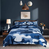 Holawakaka Twin Size Camouflage Bedding Comforter Set with Sheets, Boys Girls Men Camo Bed in A Bag 5 Pieces, Kids Teens Dorm Bed Sets Neutral Farmhouse Lodge Cabin Army Bedspread (Blue, Twin) Holawakaka