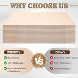 60 Pack Basswood Sheets for Laser Cutting, 12 x 12 x 1/8 Inch, Unfinished Squares Wood Sheets for Crafts - Smooth Surface Plywood for Wood Burning, Engraving, Architectural Models, Painting & Staining XSEINO