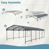 EBE 13' x 25' Metal Carport, Outdoor Steel Carport Canopy with Galvanized Steel Frame and Roof, Heavy Duty Garage Shelter Shade for Cars, Boats, and Truck EBE