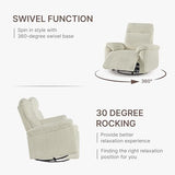 KISLOT Swivel Rocker Recliner for Adults, Corduroy 360 Degree Swivel Glider Recliner Manual 3-Position Adjustable Easy Assembly for Small Space Living Room Nursery Bedroom