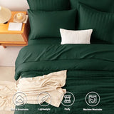CozyLux Queen Comforter Set Emerald Green Seersucker 7 Pieces Bed in a Bag Queen Comforter Set with Sheets, Luxury Soft Bedding Set with Down Alternative Comforter, Sheets, Pillowcases & Shams CozyLux