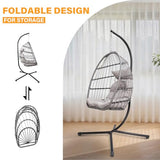 Hanging Egg Chair with Stand, Patio Wicker Hammock Egg Swing Chair with Cushion for Bedroom Garden Indoor Outdoor SZHLUX