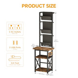 Homeiju Record Player Stand with Power Outlet, 6 Tier Vinyl Record Display Shelf, Record Player Table with album storage up to 200 Albums, Console Organizer Display Shelf, Gifts for Music Lovers Homeiju