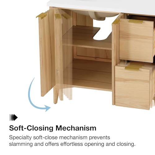 OVE Decors Indy 36 in. Undermount Single Sink Bathroom Vanity with White Engineered Marble Top, Rustic Ash OVE Decors