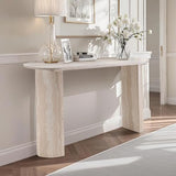 LKTART 55" MDF Console Table for Entryway, Narrow Entryway Table with Faux Mars Marble Pattern, Couch Table Behind Sofa with Curved Legs for Living Room Hallway Foyer LKTART