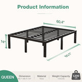 Novilla Queen Bed Frame, 14 Inch Metal Platform Bed Frame Queen Size with Storage Space Under Bed, Heavy Duty Steel Slat Support, Easy Assembly, No Box Spring Needed Novilla