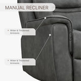 KISLOT Leather Recliner Chair, 360° Swivel Rocker Faux Leather Manual Recliner with Adjustable Backrest & Footrest Ergonomic Single Lounge Chair for Living Room, Bedroom, Home Theater