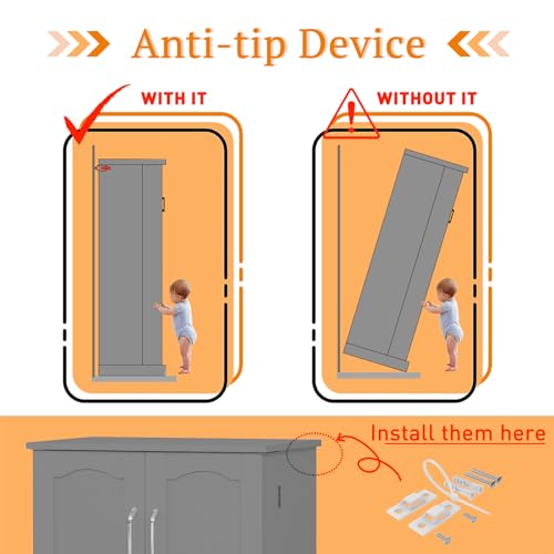 Furnaza LED Kitchen Pantry Storage Cabinets - 50 Inch Food Cabinets Buffet Cupboards with 2 Doors and Shelves Adjustable for Small Space in Dinning Room, Living Room, in Grey Furnaza