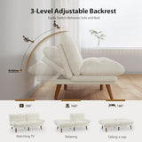 Pipishell Futon Sofa Bed, Modern 66" Futon Couch Convertible to Bed & Lounger, Compact Size, Corduroy Loveseat, Durable Construction - Fits Small Spaces, Apartments,Study Room (Beige White, 66 Inch) Pipishell