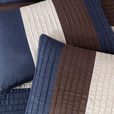 Chezmoi Collection Loft 8-Piece Queen Comforter Set, Midnight Blue/Brown/Coffee Cream Luxury Striped Bedding for All Season Chezmoi Collection