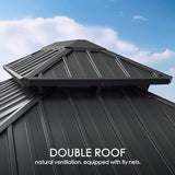 Kozyard Apollo 12’x12’ Hardtop Gazebo, Wooden Coated Aluminum Frame Canopy with Galvanized Steel Double Roof, Outdoor Permanent Metal Pavilion with Netting for Patio, Deck and Lawn (12ft x 12ft) Kozyard