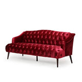 Christopher Knight Home Minxi Velvet Sofa Couch, Home Sofa Living Room with Birch Wood Legs, Comfort Modern 3 Seater Couch with Button Tufted Diamond Stitch, Luxury Chaise Lounge Chair, Wine Red Christopher Knight Home