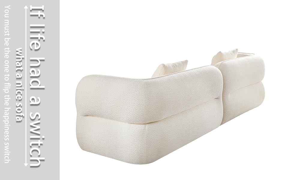 HAMORESPACE 110''Modern Curved Sectional Sofa, Bread Shape Design,Upholstery Boucle Sofa Couch with Pillows,Luxury Sofa Couch for Living Room (Beige) HAMORESPACE