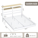 kozfrn Floating Bed Frame Queen Size with Storage Headboard,Modern Metal Platform with Smart LED Lights and Charging Station,Metal Slat Support,No Box Spring,Easy Assembly,Noise-Free,White kozfrn