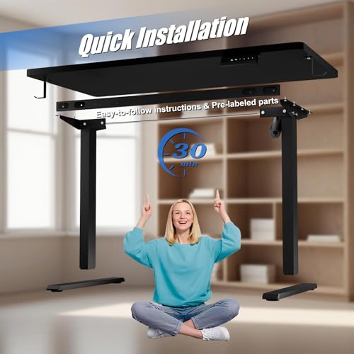 Whole Piece Standing Desk with Wheels Adjustable Height- Mobile Stand up Desk with Lockable Casters, Portable Sit Stand Desks Electric for Home & Office Workstation iWkstation