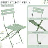 MELLCOM 5-Piece Foldable Patio Dining Set with Rectangular Table and Chairs, Weather-Resistant Iron Outdoor Dining Set for 4 People, Outdoor Table and Chairs for Patio, Yard, Indoor, Green MELLCOM