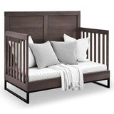 Simmons Kids Foundry 6-in-1 Convertible Baby Crib, Rustic Grey with Matte Black Delta Children