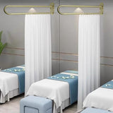Iukar Privacy Partition Curtains,U-Shaped Rod Room Divider Curtains,Metal Support Wall Mounted Privacy Curtains with Flat Hooks for Fitting Room Beauty Salon Bedroom,7.54ft(White) lukar