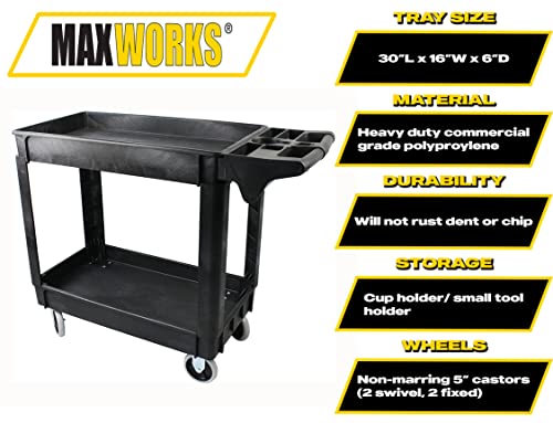 MaxWorks 80855 500-Pound Service Cart With Two Trays (40" x 17" Overall Dimensions) MaxWorks