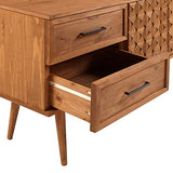 Walker Edison Deluca Boho Solid Wood 2 Door Sideboard with Prism Detail, 58 Inch, Caramel Walker Edison