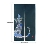 LIGICKY Noren Japanese Style Doorway Curtain Cat with Traditional Chinese Floral Printed Door Tapestry Boho Décor Room Divider Curtains, 33.5" Width x 59" Long Navy Blue LIGICKY